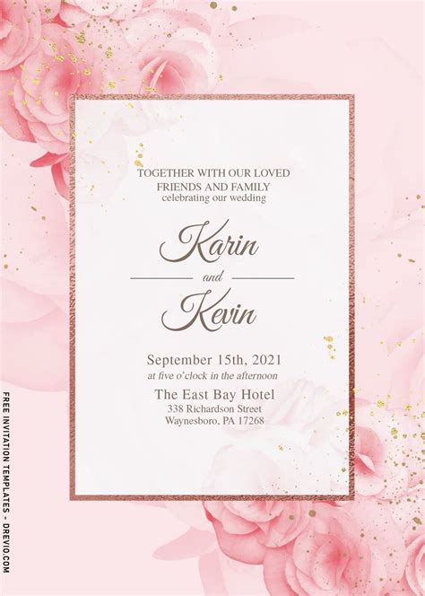 Minimalist Pink F&T Wedding Invitation template .